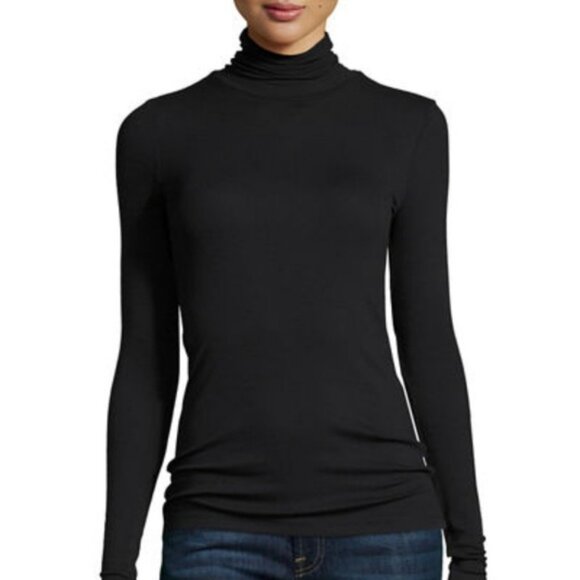 NWT Womens ATM Anthony Thomas Melillo Jay Black Ribbed Turtleneck Top L - Picture 1 of 8